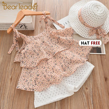 Load image into Gallery viewer, Girls summer Clothing Floral Chiffon Halter+Embroidered Shorts Straw