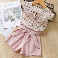 Load image into Gallery viewer, Girls summer Clothing Floral Chiffon Halter+Embroidered Shorts Straw