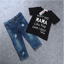 Load image into Gallery viewer, Children T-shirt Top Tee +Ripped Jeans Denim Pants Outfits Set