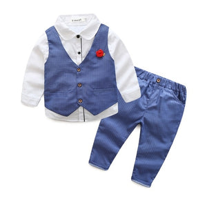 Boys Vest+Shirt+Pants Cotton Long Sleeve Suit