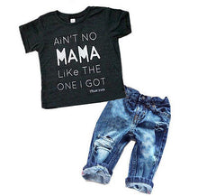 Load image into Gallery viewer, Children T-shirt Top Tee +Ripped Jeans Denim Pants Outfits Set