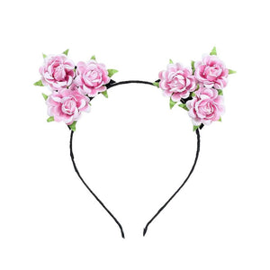 Cute Cat Ear Shape Flower Headband