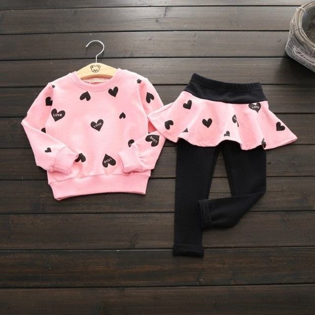 Toddler Girls Autumn Winter T-shirt+Pants