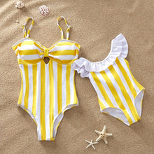 Load image into Gallery viewer, Striped Mother Daughter Swimwear One-Piece