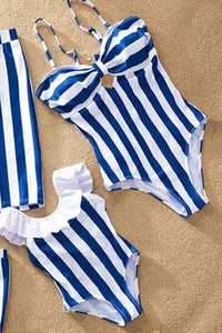 Striped Mother Daughter Swimwear One-Piece