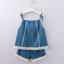 Load image into Gallery viewer, Girls Clothes Sleeveless Printing T-Shirt+Short 2Pcs Children Suits