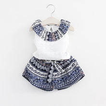 Load image into Gallery viewer, Girls Clothes Sleeveless Printing T-Shirt+Short 2Pcs Children Suits