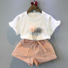 Load image into Gallery viewer, Girls Clothes Sleeveless Printing T-Shirt+Short 2Pcs Children Suits